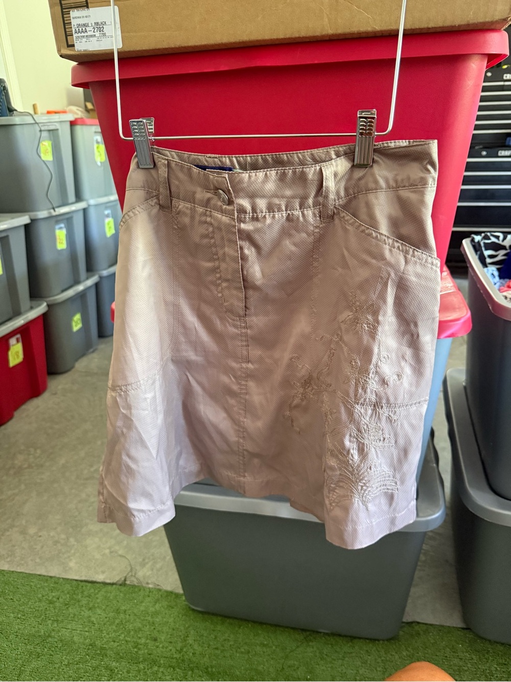 Light Mauve Embroidered A-Line Skirt mp50